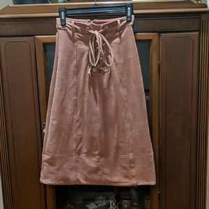 Gianni Bini XS Midi Suede Like Lace Up Skirt